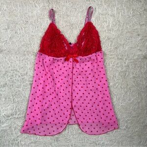 Victoria’s Secret Sexy Little Things Pink & Red Polka Dot Babydoll - size 36B